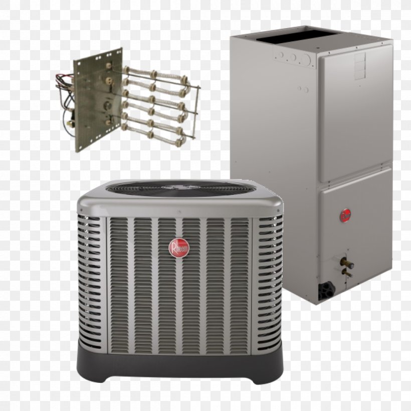 Heat Pump Seasonal Energy Efficiency Ratio Electric Heating Rheem Goodman Manufacturing, PNG, 1200x1200px, Heat Pump, Air Conditioning, Air Handler, Condenser, Electric Heating Download Free