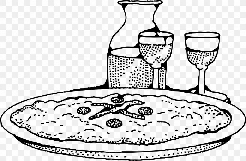 Pizza Italian Cuisine Wine Food Cheese, PNG, 2400x1574px, Pizza, Artwork, Barware, Black And White, Candle Holder Download Free