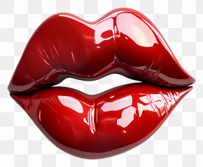 Red Kiss - Glossy Red Lips PNG