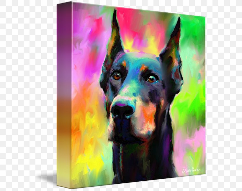 Dobermann German Pinscher Miniature Pinscher Boston Terrier Bulldog, PNG, 589x650px, Dobermann, Acrylic Paint, Art, Artist, Boston Terrier Download Free