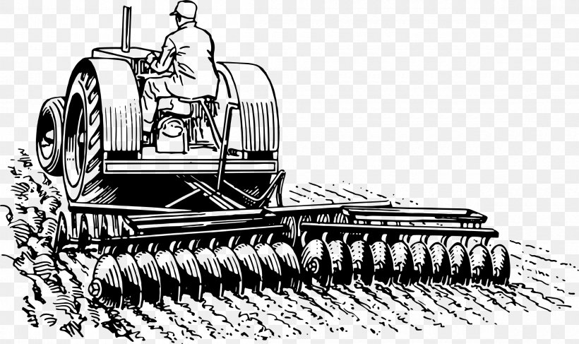 Drawing Harrow Tractor Clip Art, PNG, 2400x1428px, Drawing, Agriculture, Automotive Design, Automotive Tire, Black And White Download Free