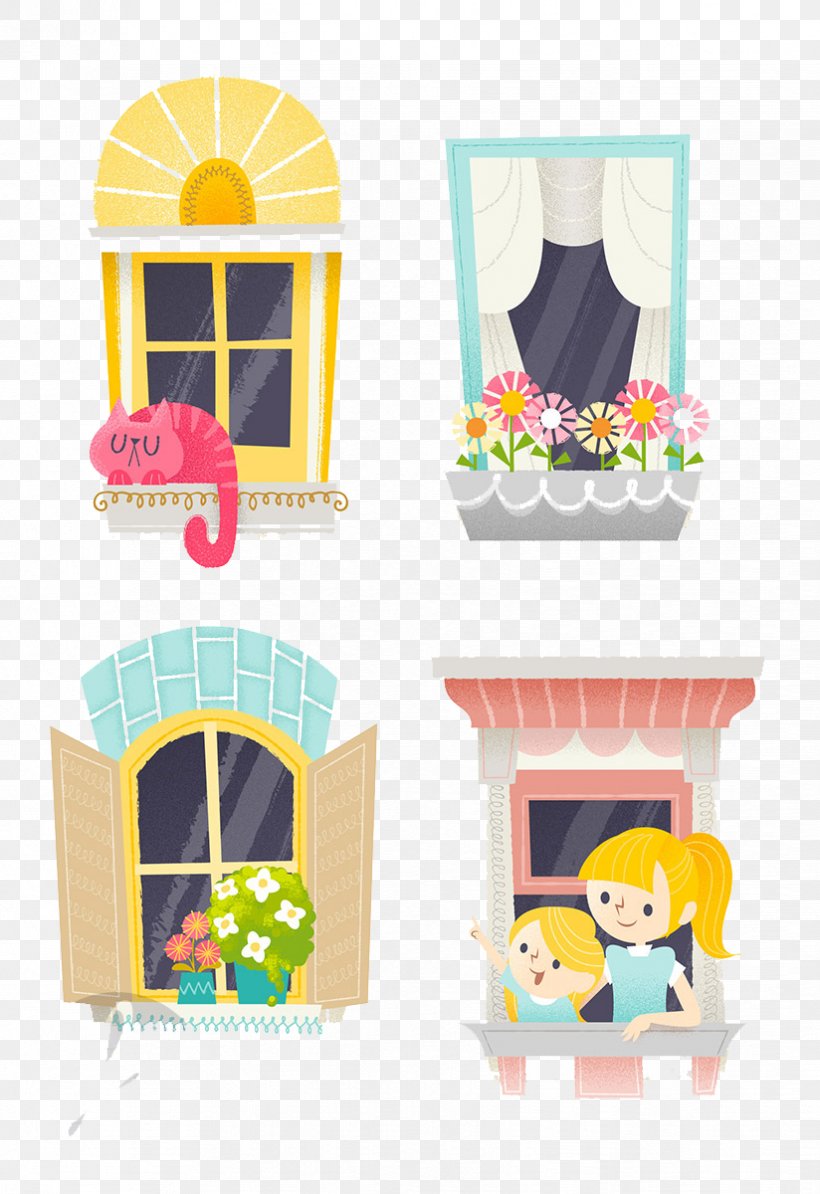 Window Illustration, PNG, 824x1200px, Window, Designer, Sticker, Toy, Yellow Download Free