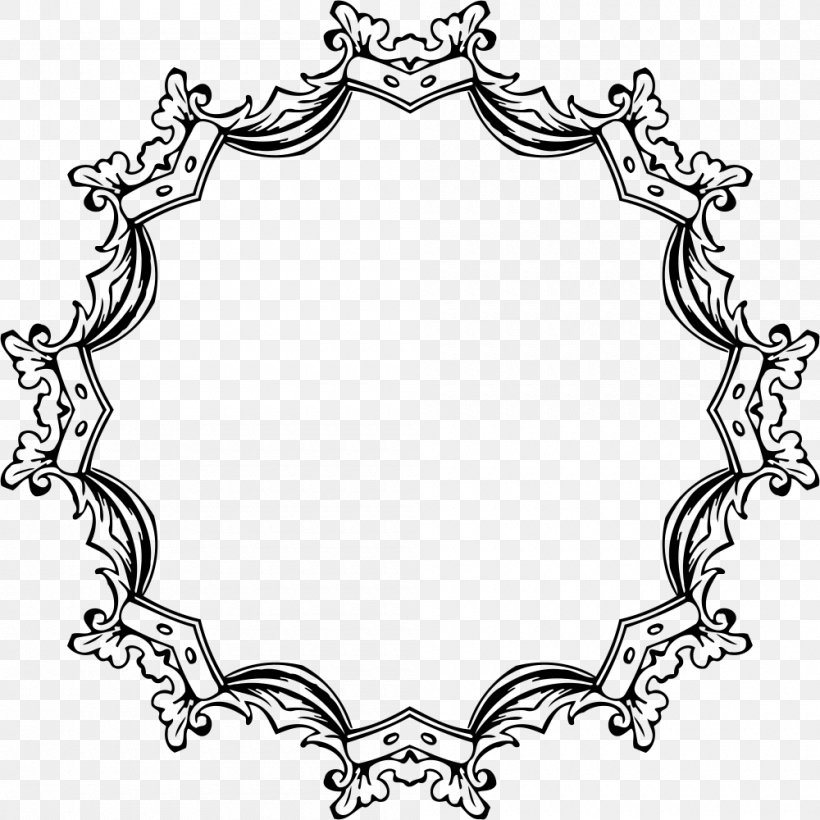 Black And White Picture Frames Clip Art, PNG, 1000x1000px, Black And White, Art, Art Nouveau, Body Jewelry, Decorative Arts Download Free