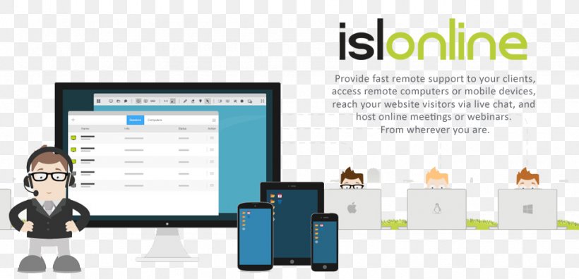 ISL Online Remote Desktop Software Remote Support Computer Software, PNG, 972x470px, Isl Online, Backup, Brand, Business, Communication Download Free