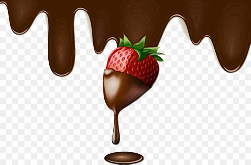 Strawberry, PNG, 913x600px, Watercolor, Chocolate, Chocolate Pudding, Chocolate Spread, Chocolate Syrup Download Free