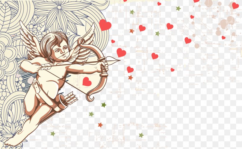 Valentines Day Cupid Heart Clip Art, PNG, 1756x1084px, Watercolor, Cartoon, Flower, Frame, Heart Download Free