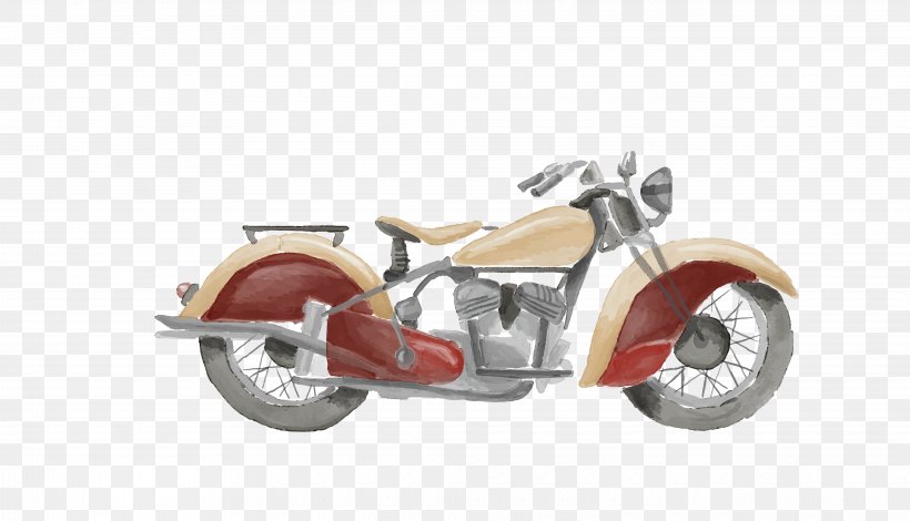Scooter Motorcycle Vintage Motor Cycle Club Watercolor Painting, PNG, 4060x2330px, Motorcycle, Automotive Design, Bicycle, Chopper, Mbk Download Free