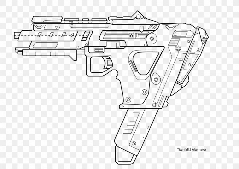 Titanfall 2 Gun Weapon Blueprint, PNG, 1024x724px, Titanfall 2, Art, Artwork, Assault Rifle, Black And White Download Free