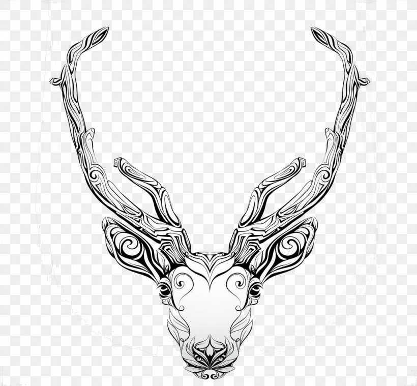 Deer Tattoo Royalty-free, PNG, 1023x948px, Deer, Antler, Art, Black And White, Celts Download Free