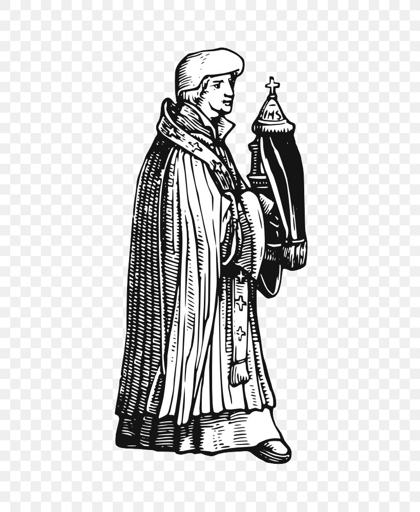 Middle Ages Priest Drawing Clip Art, PNG, 707x1000px, Middle Ages, Art, Bishop, Black And White, Clergy Download Free