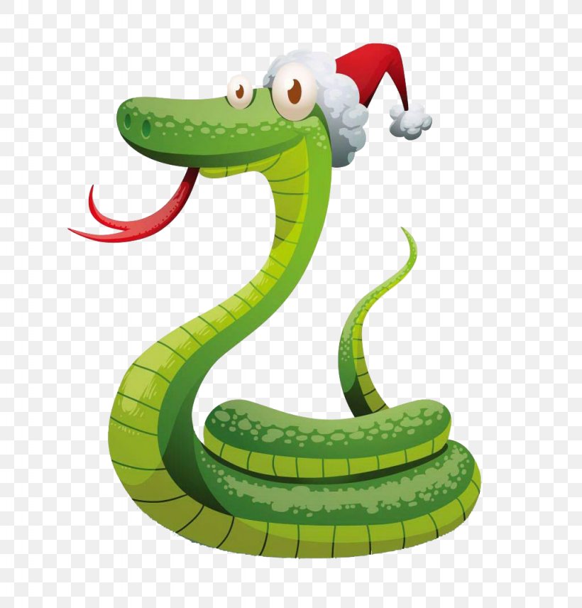 Snake Santa Claus Christmas Illustration, PNG, 1024x1070px, Snake, Christmas, Green, New Year, Reptile Download Free