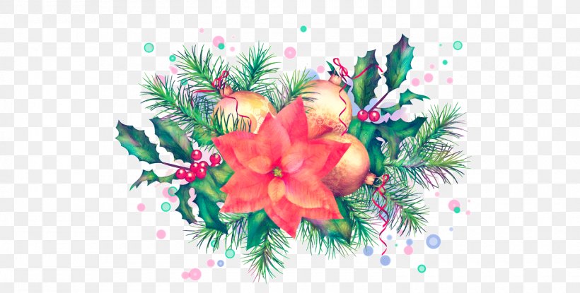 Christmas Art Watercolor Painting Floral Design, PNG, 1500x760px, Christmas, Art, Christmas Ornament, Cut Flowers, Drawing Download Free