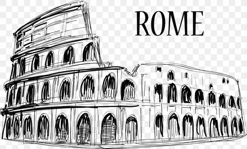 Colosseum EUR, Rome Eiffel Tower Sticker, PNG, 1600x963px, Colosseum, Arch, Black And White, Brand, Eiffel Tower Download Free