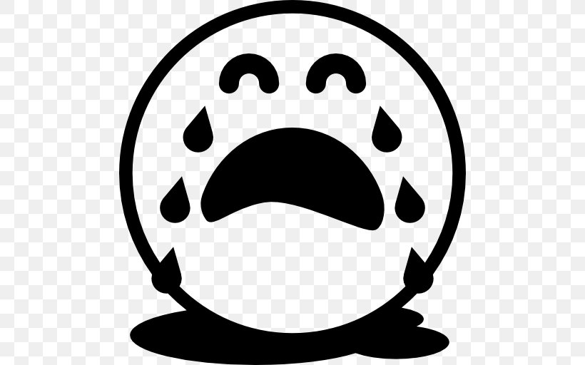 Emoticon Black & White Smiley Clip Art, PNG, 512x512px, Emoticon, Black, Black And White, Black White, Crying Download Free