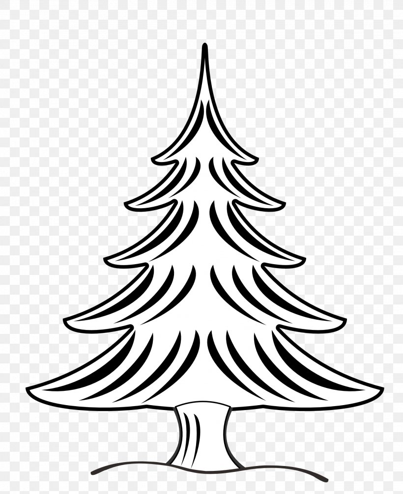 Christmas Tree Black And White Santa Claus Clip Art, PNG, 1969x2418px, Christmas Tree, Art, Black And White, Branch, Christmas Download Free