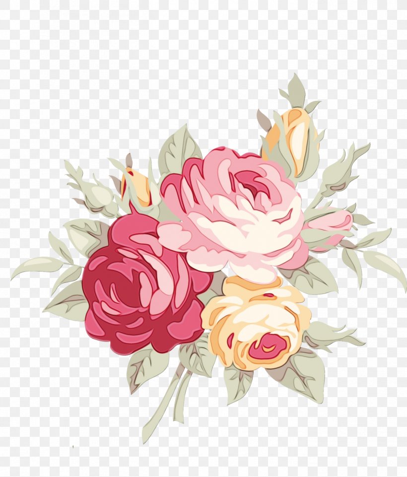 Watercolor Pink Flowers, PNG, 1364x1600px, Watercolor, Artificial Flower, Botany, Bouquet, Cabbage Rose Download Free