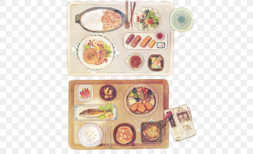 Japanese Cuisine Food Taiwanese Cuisine Illustration, PNG, 500x500px, Watercolor, Cartoon, Flower, Frame, Heart Download Free