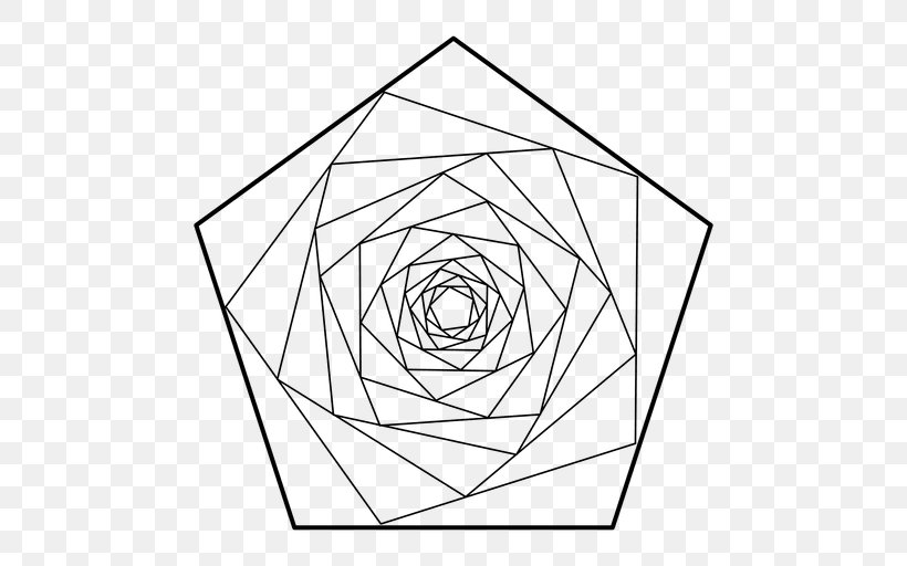 Pentagon Sacred Geometry Spiral Triangle, PNG, 512x512px, Pentagon, Archimedean Spiral, Area, Art, Artwork Download Free
