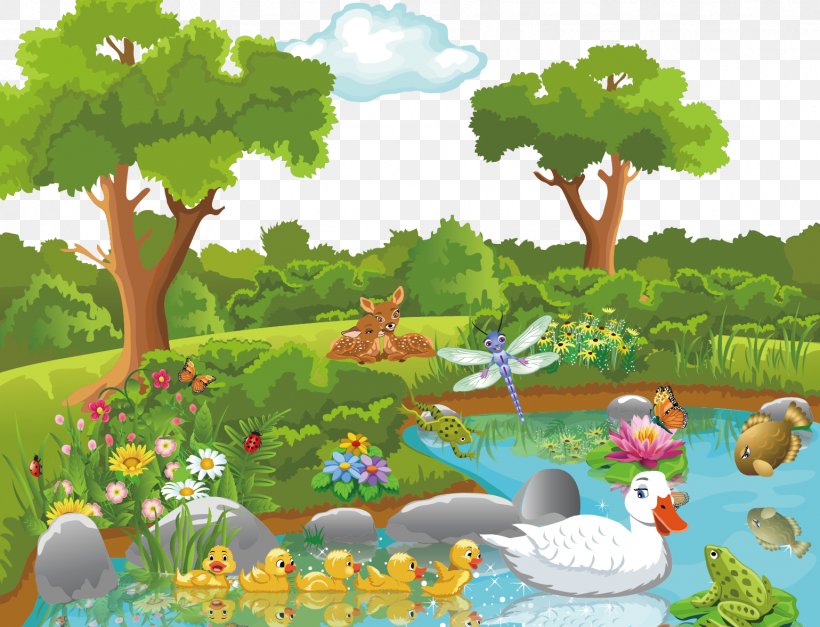 Theatrical Scenery Cartoon Nature Clip Art, PNG, 1539x1177px, Theatrical Scenery, Aquatic Plant, Art, Biome, Cartoon Download Free