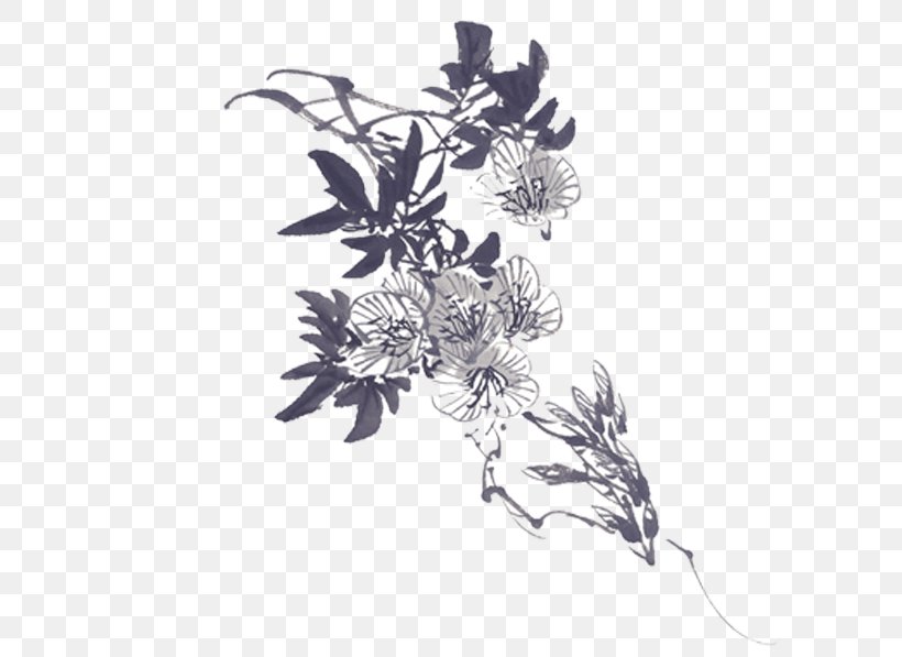 Ink Wash Painting Chrysanthemum Watercolor Painting, PNG, 600x597px, Ink Wash Painting, Bamboo, Black, Black And White, Branch Download Free