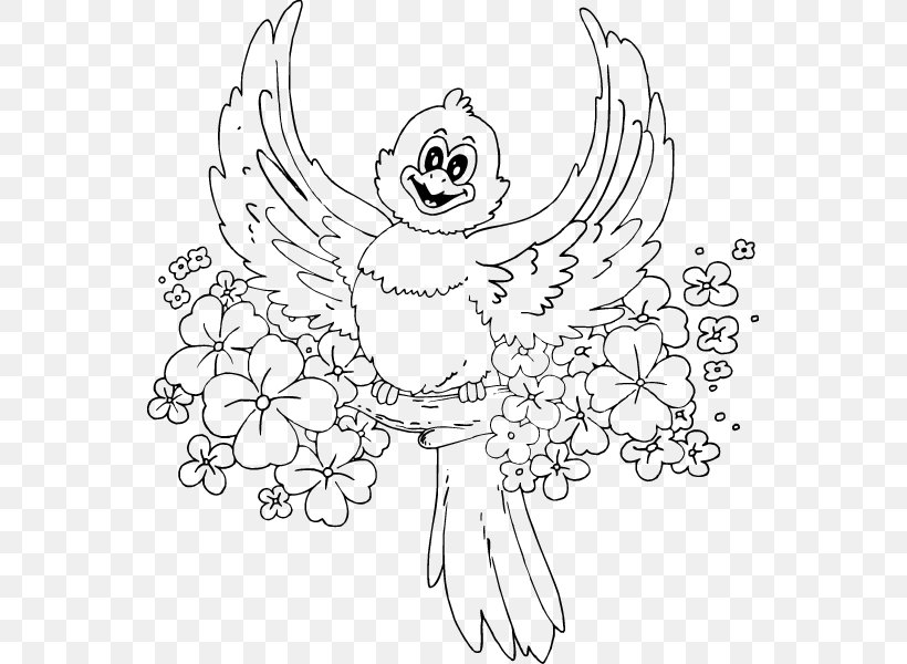 Coloring Book Drawing Bird Child, PNG, 553x600px, Watercolor, Cartoon, Flower, Frame, Heart Download Free