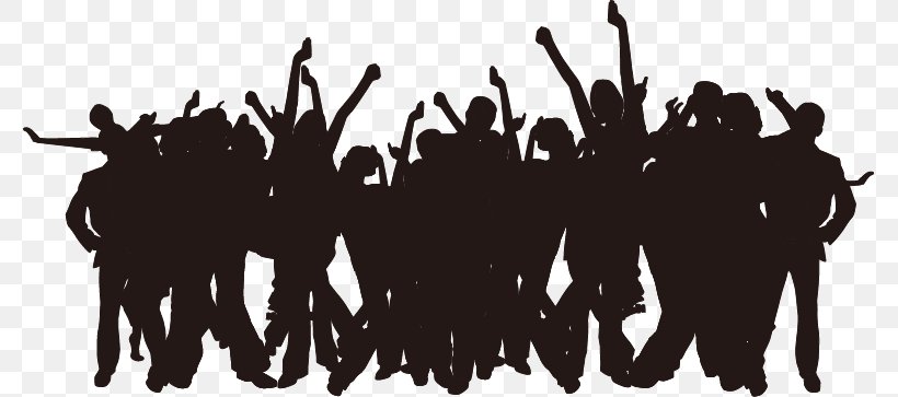 Party Silhouette Poster, PNG, 777x363px, Party, Black And White, Brand, Cattle Like Mammal, Concert Download Free