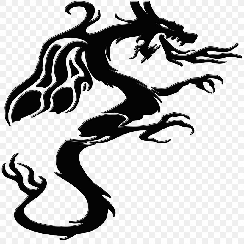 Dragon Silhouette Clip Art, PNG, 1280x1280px, Dragon, Art, Artwork, Black And White, Chinese Dragon Download Free