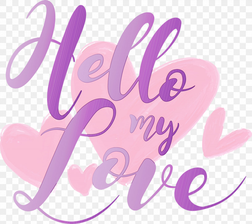Text Font Violet Purple Pink, PNG, 3000x2673px, Valentines Day, Calligraphy, Hello My Love, Magenta, Paint Download Free