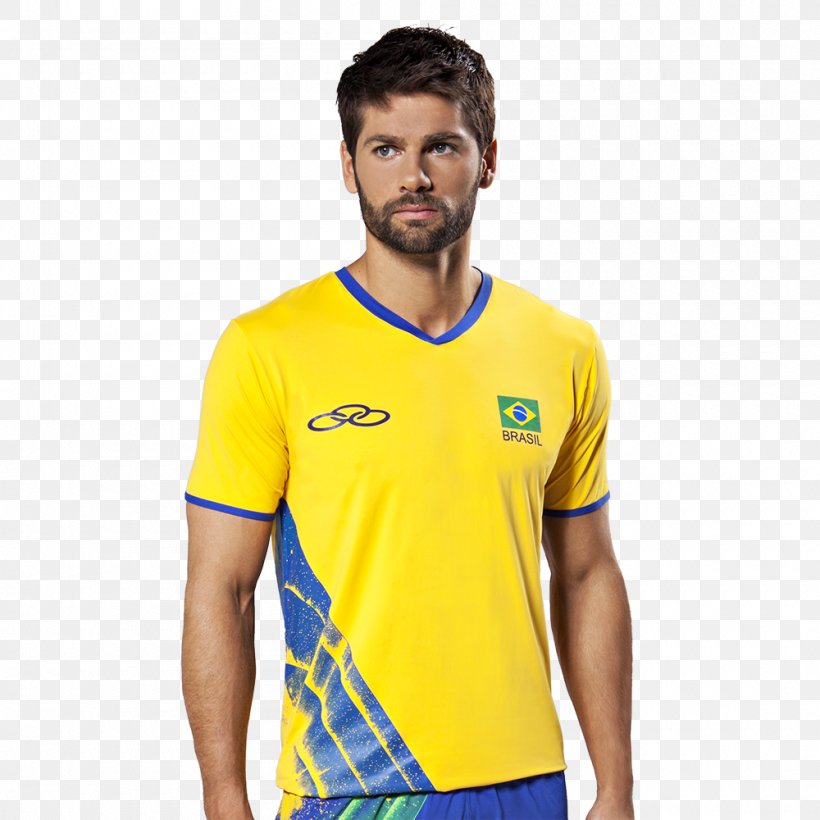 Brazil Men's National Volleyball Team T-shirt Volleyball At The 2016 Summer Olympics – Men's Tournament Yellow, PNG, 1000x1000px, Tshirt, Blouse, Clothing, Jersey, Neck Download Free
