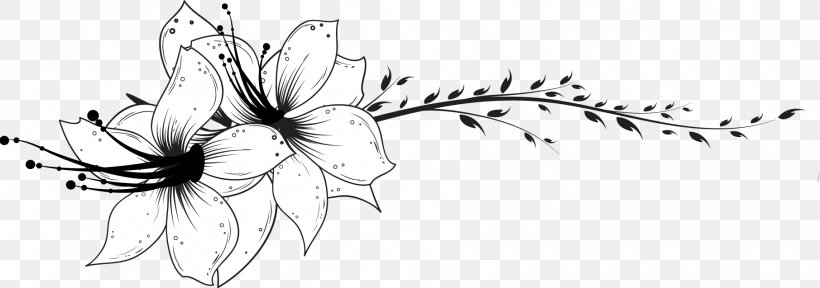 Floral Design Clip Art, PNG, 1811x637px, Floral Design, Art, Artwork, Black, Black And White Download Free