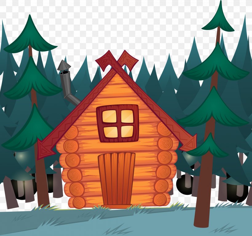 Log Cabin Cartoon Royalty-free Illustration, PNG, 2000x1872px, Log Cabin, Art, Cartoon, Christmas, Christmas Decoration Download Free