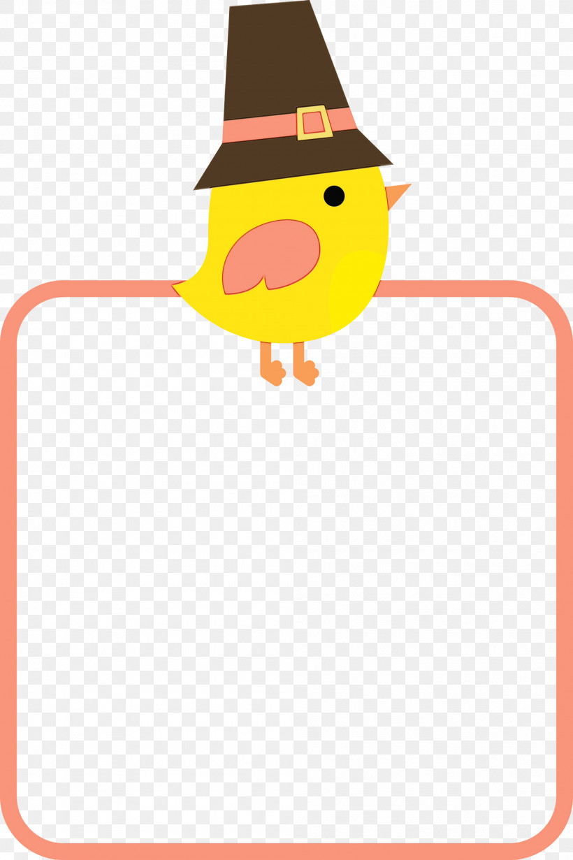 Cartoon Line Yellow Headgear Beak, PNG, 1998x3000px, Thanksgiving Frame, Beak, Biology, Cartoon, Geometry Download Free