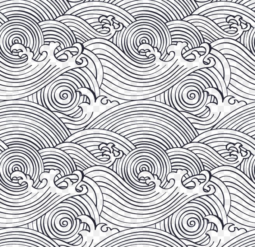 Naruto Whirlpools Wave Ocean Euclidean Vector Pattern, PNG, 1024x992px, Naruto Whirlpools, Area, Black And White, Color, Drawing Download Free