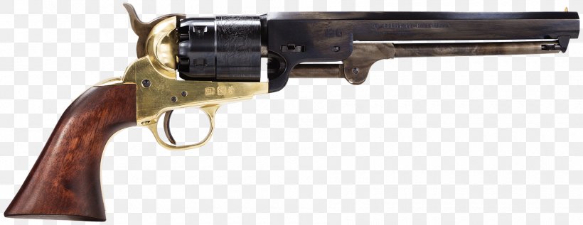 Colt 1851 Navy Revolver Trigger Firearm Gun Barrel, PNG, 1800x696px, 45 Colt, Revolver, Air Gun, Ammunition, Caliber Download Free