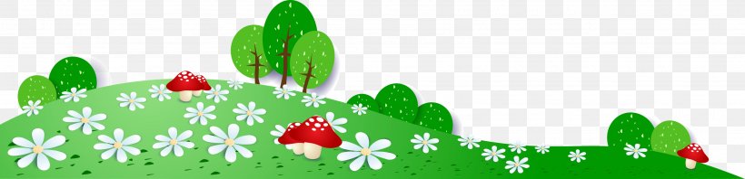 Vector Green Meadow Mushrooms, PNG, 3078x746px, Balloon, Cartoon, Flora, Flower, Grass Download Free