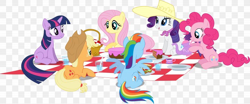 Pony Twilight Sparkle Pinkie Pie Applejack Picnic, PNG, 9609x3998px, Pony, Applejack, Art, Canterlot, Cartoon Download Free