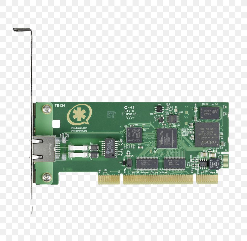 Digium E-carrier Primary Rate Interface Digital Signal 1 PCI Express, PNG, 800x800px, Digium, Asterisk, Computer Component, Conventional Pci, Digital Signal 1 Download Free