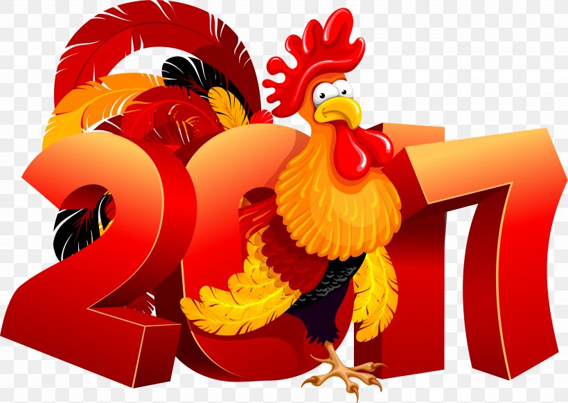 Rooster New Year 0 1 2, PNG, 6901x4903px, 2016, 2017, 2018, Rooster, Astrological Sign Download Free