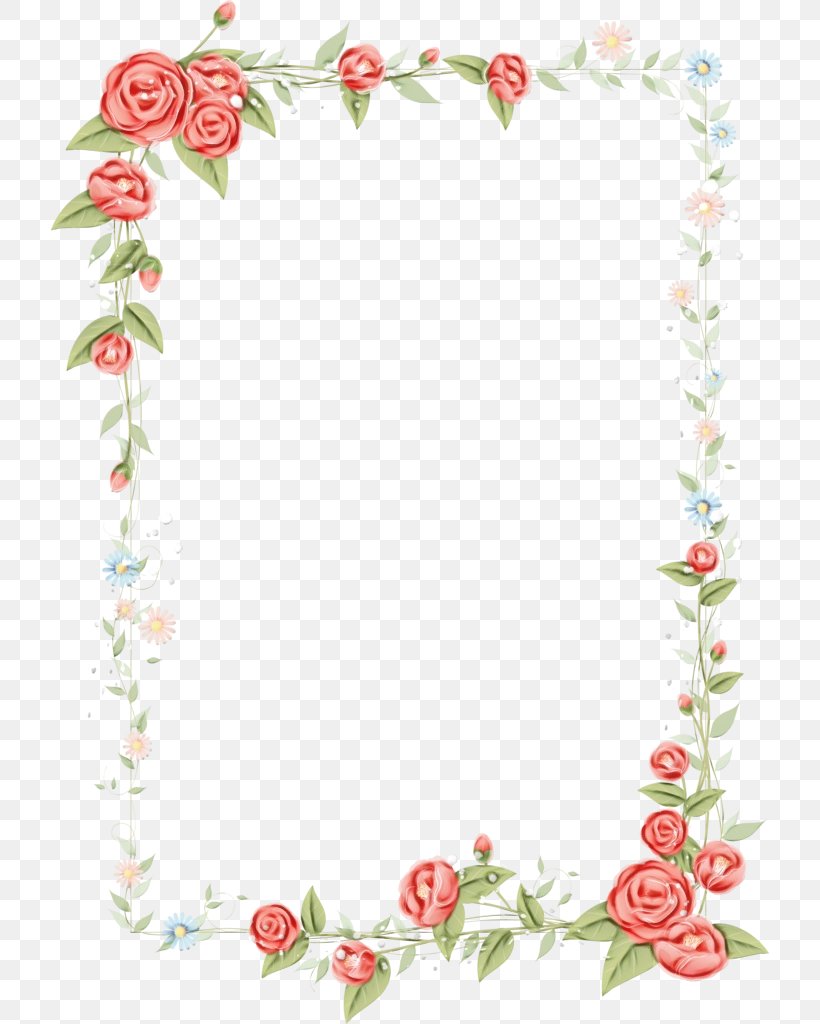 Watercolor Background Frame, PNG, 718x1024px, Picture Frames, Drawing, Floral Design, Flower, Heart Download Free