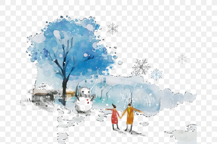 Watercolor Paint Tree Winter Snow, PNG, 667x547px, Watercolor, Paint, Snow, Tree, Watercolor Paint Download Free