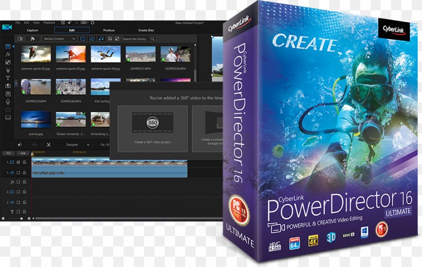 CyberLink PowerDirector 16 Ultimate Video Editing Software Computer Software, PNG, 906x575px, Powerdirector, Boris Fx, Brand, Computer Software, Cyberlink Download Free