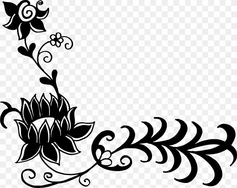 Flower Clip Art, PNG, 2810x2232px, Flower, Art, Artwork, Black, Black And White Download Free