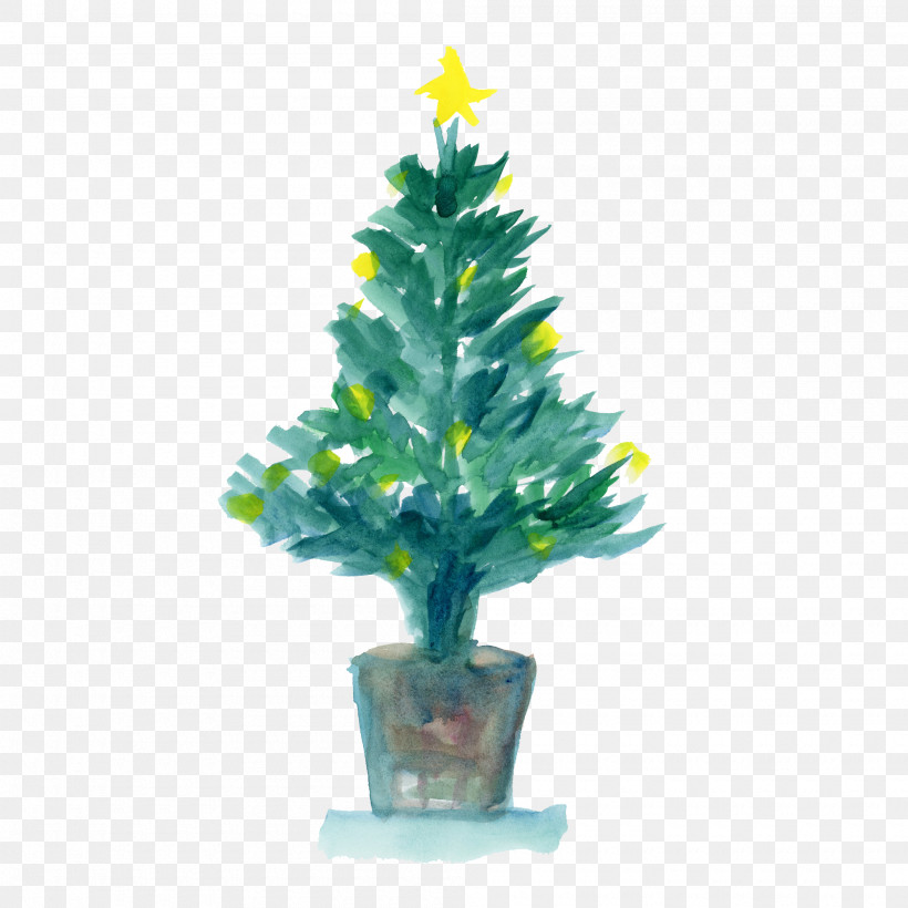Christmas Tree, PNG, 2000x2000px, Watercolor Tree, American Larch, Aquarium Decor, Balsam Fir, Branch Download Free