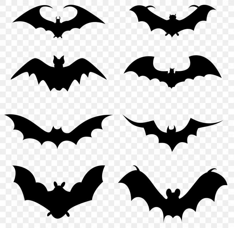 Bat Family, PNG, 1956x1902px, Bat, Bat Wing Development, Black And White, Clip Art, Drawing Download Free