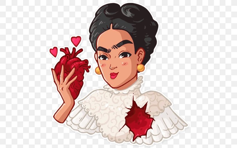Frida Kahlo Sticker Telegram Artist, PNG, 512x512px, Watercolor, Cartoon, Flower, Frame, Heart Download Free