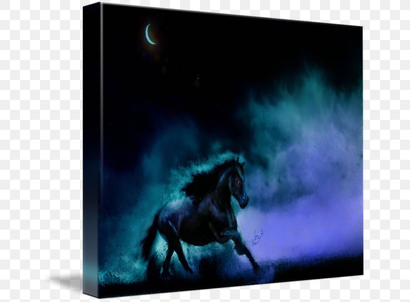 Mustang Stallion Mane Black-horse Moon Gallery Wrap, PNG, 650x605px, Mustang, Art, Canvas, Gallery Wrap, Horse Download Free