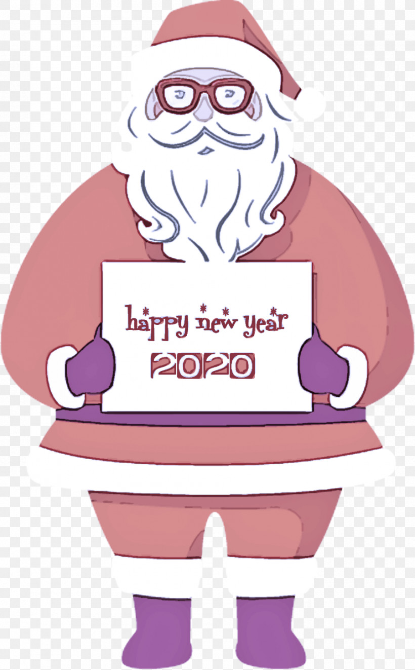 Happy New Year 2020 Santa, PNG, 900x1452px, 2020, Happy New Year, Beard, Cartoon, Facial Hair Download Free