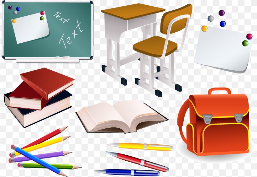 School Supplies Clip Art, PNG, 809x564px, School, Carton, Chair, Desk, Drawing Download Free