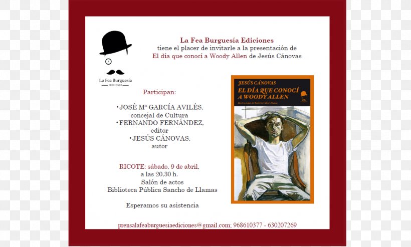 Biblioteca Pública Municipal Sancho De Llamas Murcia Presentation Flyer La Fea Burguesía Ediciones, PNG, 1080x650px, Murcia, Advertising, Assembly Hall, Book, Brand Download Free