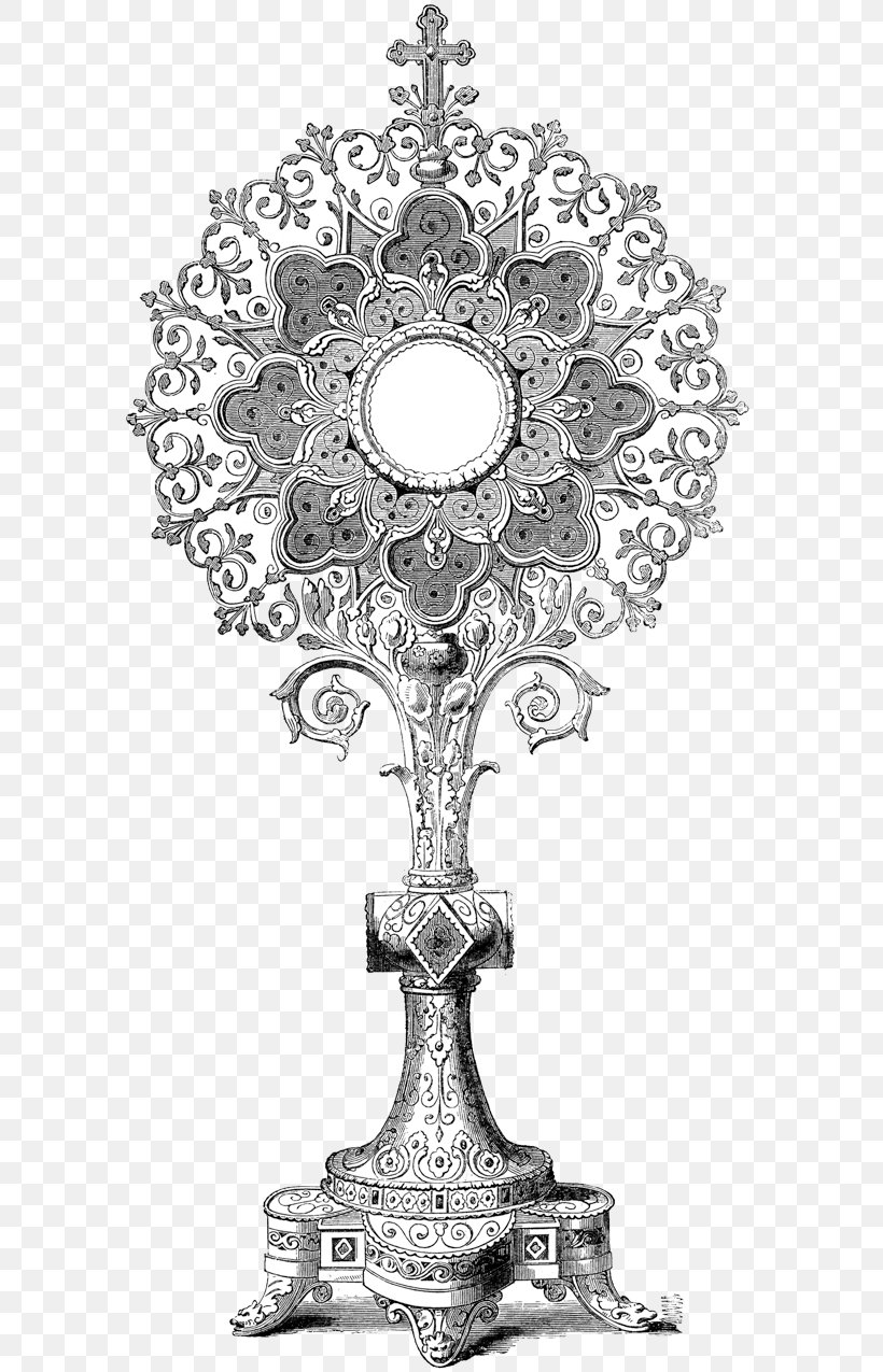 Monstrance Eucharist First Communion Catholicism Saint, PNG, 591x1275px, Monstrance, Black And White, Body Jewelry, Candle Holder, Catholicism Download Free
